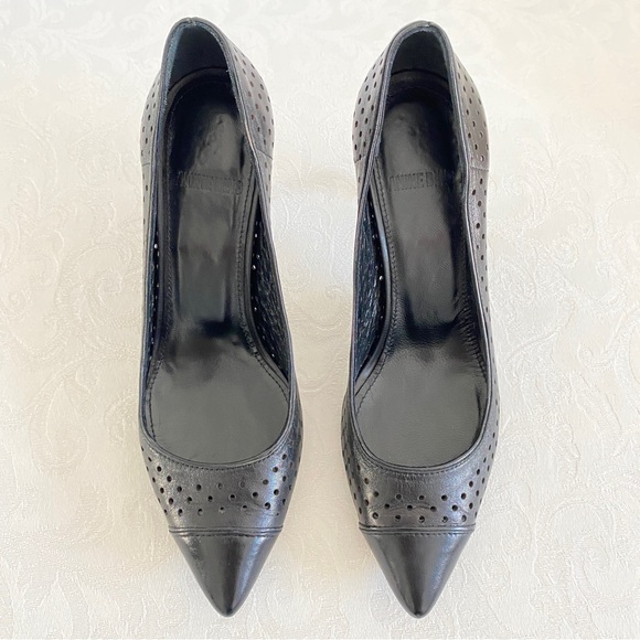Anine Bing Black Leather Perforated Pointed cap Toe pumps - Picture 3 of 10